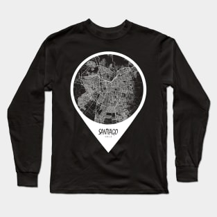 Santiago, Chile City Map - Travel Pin Long Sleeve T-Shirt